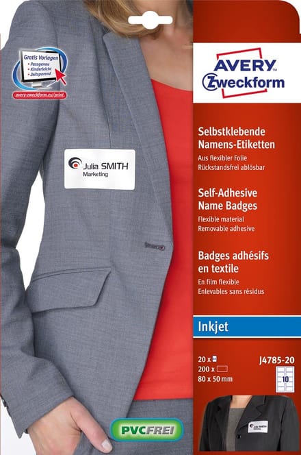AVERY zelfklevende badge ft 80 x 50 mm, doos van 200 stuks, wit 5 stuks
