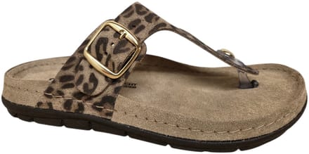 Rohde 5891 18 Teenslippers Bruin Panterprint Suede Dames - Beige - Maat:42