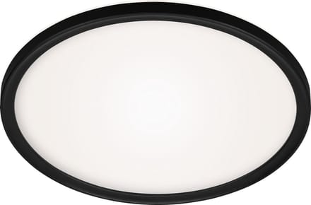 BRILONER Slim - Plafondlamp led - plafonniere woonkamer met achtergrondverlichting - platte keuken lamp - neural wit licht - 18W - 29,3cm - zwart