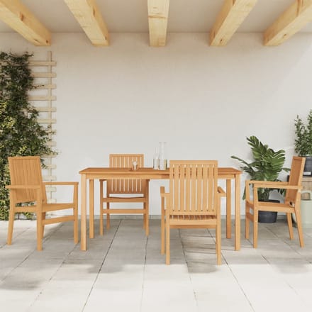 vidaXL - 5-delige - Tuinset - massief - teakhout