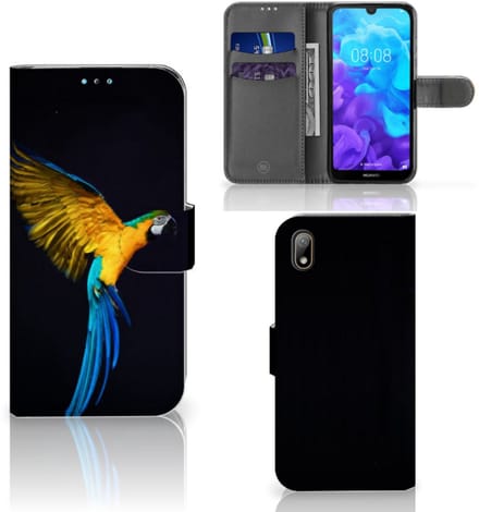 Huawei Y5 (2019) Telefoonhoesje met Pasjes Papegaai