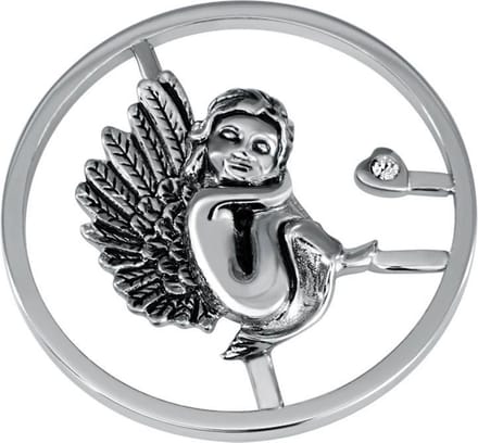 Quiges - Munthouder Munt 33mm RVS Engeltje Zilverkleurig - EPR121