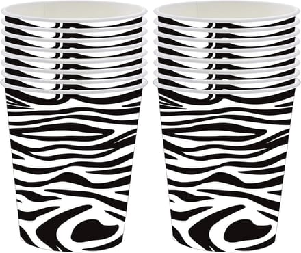 Solidchoice - 16 Stuks Zebra Print Papieren Bekers voor Feestjes