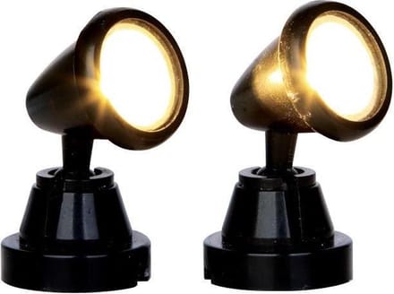 Lemax - 'Round Spot Light' - Set van 2 stuks - Verlicht accessoire - Exclusief adapter (werkt ook op batterijen)
