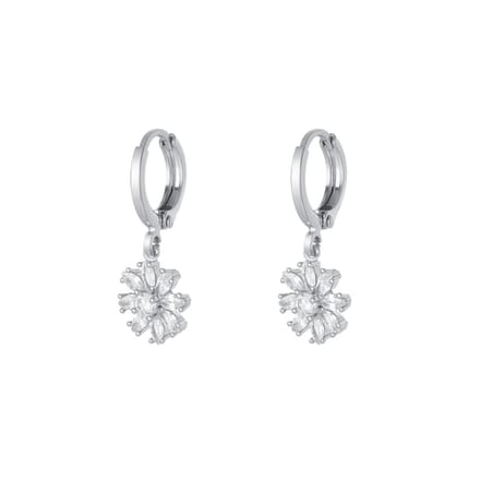 To the moon and back - Sparkle Collection - Oorbellen - Flower Silver
