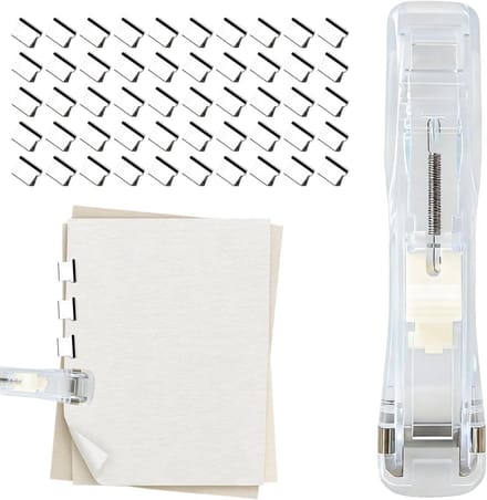 Draagbare nietmachine - Papierklem dispenser - Documenten binden - Krulbestendige klem - 20-50 vellen - Transparant