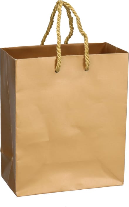 Tas | Papier | met koord | 16x 8x19cm | draagtas | goud | 100 stuks