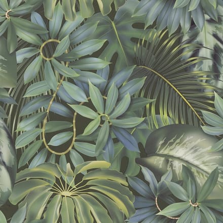 BLADEREN BEHANG | Jungle Botanisch - groen zwart geel - A.S. Création PintWalls II