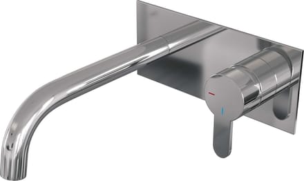 Brauer Chrome Edition Wastafelmengkraan inbouw - gebogen uitloop links - hendel plat smal - afdekplaat - model D 1 - chroom