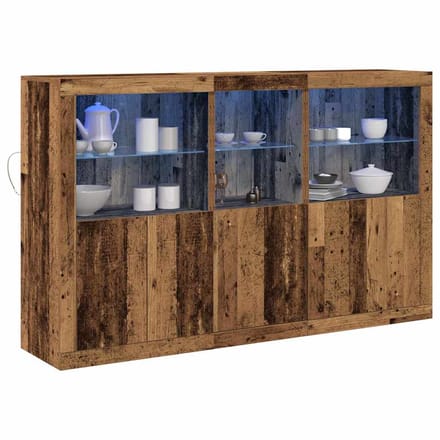 vidaXL - LED - Dressoir - Oudhout - 162 - x - 37 - x - 100 - cm - Bewerkt - hout