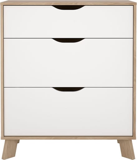 Ikast kommode 3 lades eiken decor, wit.