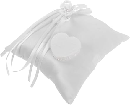Romantisch Ringkussen - Bruiloft Decoratie - Trouwringen Presenteren - Bloemenmotief - 20 x 20 cm - Wit