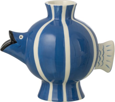 J-Line vaas Vis Bal Gestreept Dolomiet - keramiek - blauw/wit