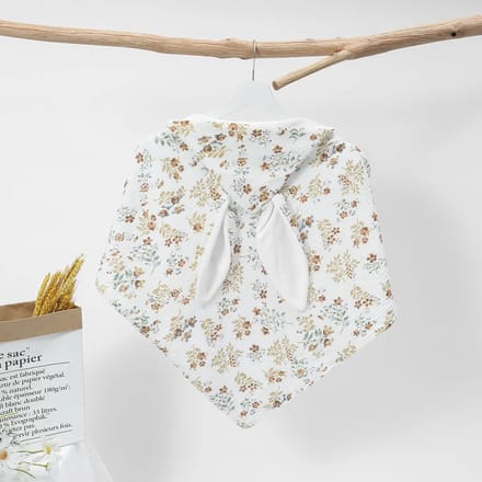 Bo & Mila Badcape met Oren - Baby - Wit met Bloemprint - 75x75cm - Hydrofiel - Capuchon - Badponcho