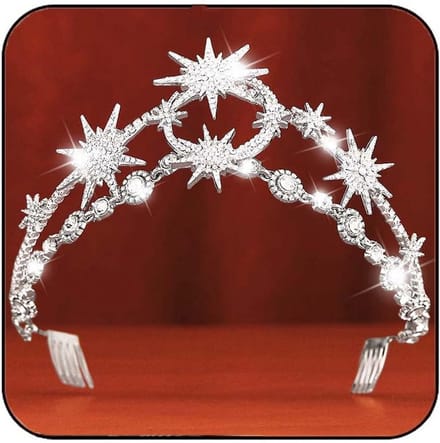 Bruidshoofdband Zilveren Maan & Sterren Kristal Haaraccessoire