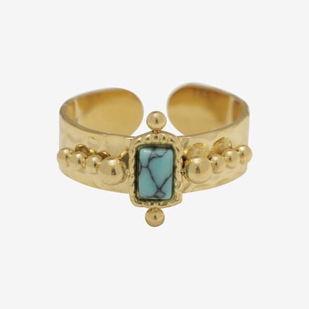 Essenza Small Blue Stone Ring Gold
