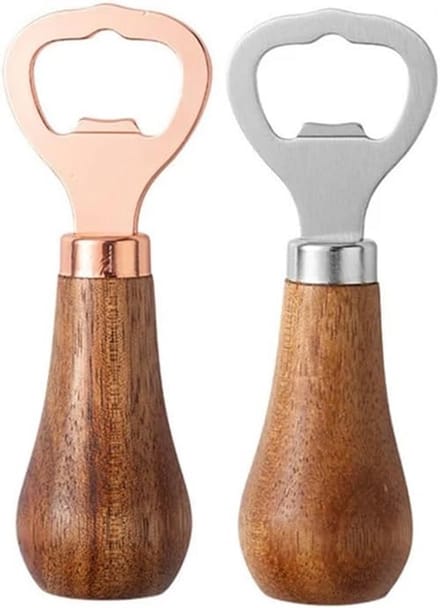 2x Houten Handvat Bierflesopeners voor Thuis en Bar