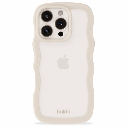Holdit Wavy Case geschikt voor Apple iPhone 16 Pro - Transparent / Light Beige