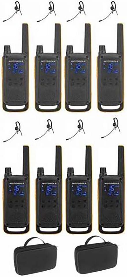 Set van 8 Motorola Talkabout T82 Extreme PMR446 Portofoons met headsets