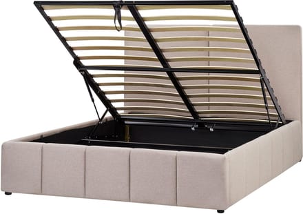 CASTELNAVET - Tweepersoonsbed - Taupe - 160 x 200 cm - Polyester