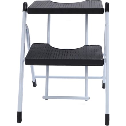 Échelle pliante à 2 marches, large pédale, légère, antidérapante, portable, pliable, avec 2 tabourets black