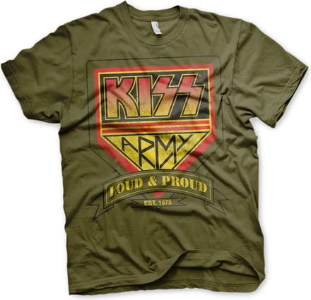 Kiss Army T-shirt met verweerd logo, olijfgroen