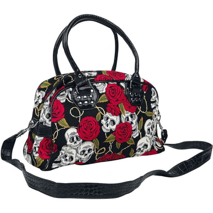 Banned - Gothic Handtas - Skulls And Roses - voor Vrouwen - zwart