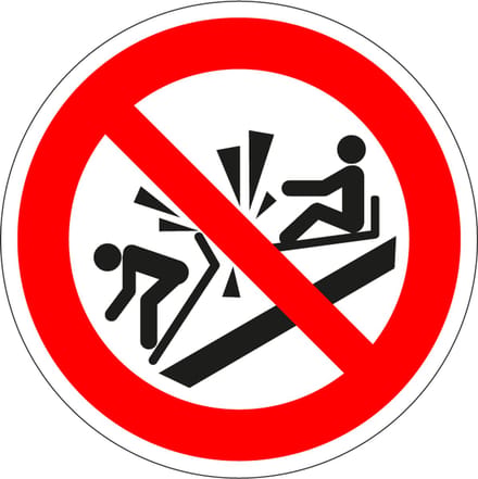Verboden tegen de slee te botsen bord, kunststof, P047 150 mm