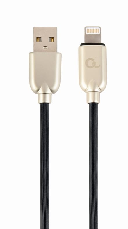 Premium 8-pin laad- & datakabel 'rubber' 1 meter zwart