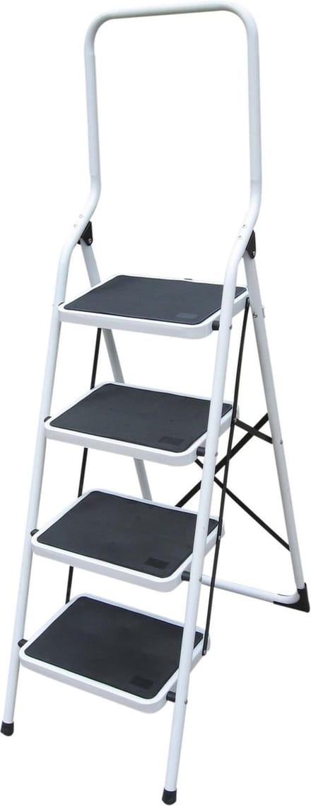 Galico Trapladder 4 brede treden wit MET BEUGEL