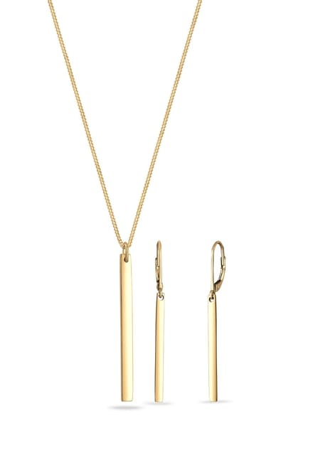Elli - Sieraden Set - Set Dames Bar Hanger Armouredchain 925 Sterling Zilver Geometrisch 55 cm -