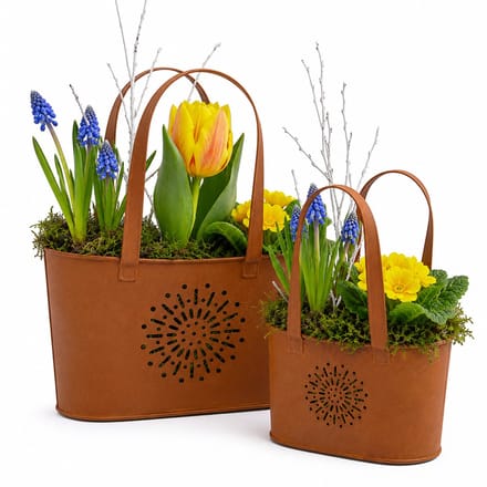 UNUS® Bloempot Handtassen roestlook set van 2 tuindecoratie