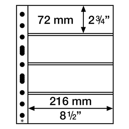 Leuchtturm Opbergbladen 4 C - set van 5 bladen A4 formaat met 4 insteekvakken - GRANDE