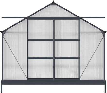 Vente-unique Tuinkas van polycarbonaat van 16,9 m² met onderstel - Antraciet - IXORA