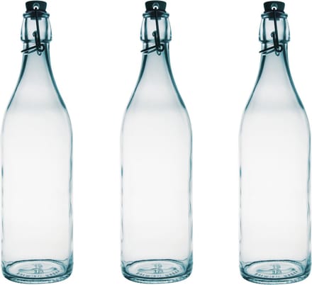 Bormioli Rocco beugelfles/weckfles - 8x - transparant - glas - 1 liter - Waterflessen/Karaffen