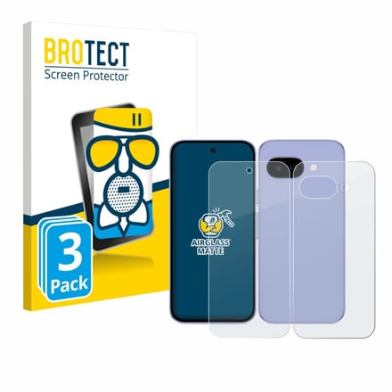 BROTECT - Screenprotector voor Google Pixel 9a (Voor+Achter) - Folie Beschermfolie Beschermglas matte 3 Stuks