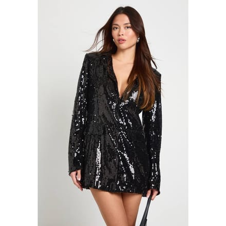 boohoo Dames Pailletten blazerjurk | Black | Maat: 10