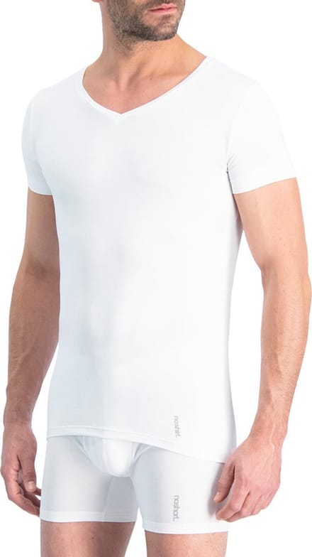 Noshirt Short Sleeve - Original Cotton - Heren Ondershirt - Regular V - Wit - Maat M