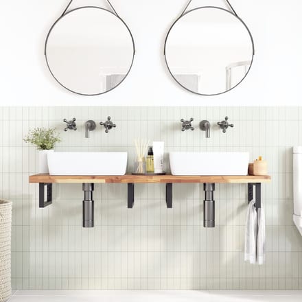 vidaXL - Badkamer - wandschap - staal - en - massief - acaciahout