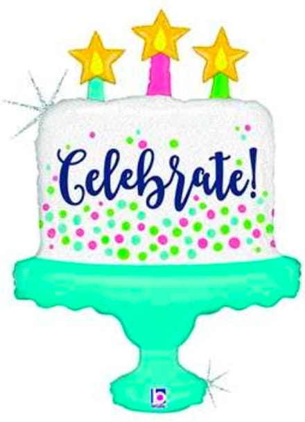 Folieballon Celebrate! Glittering Cake Holo 82,5 cm