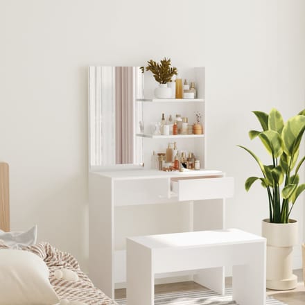 vidaXL - Kaptafel - met - spiegel - 74,5x40x141 - cm - wit