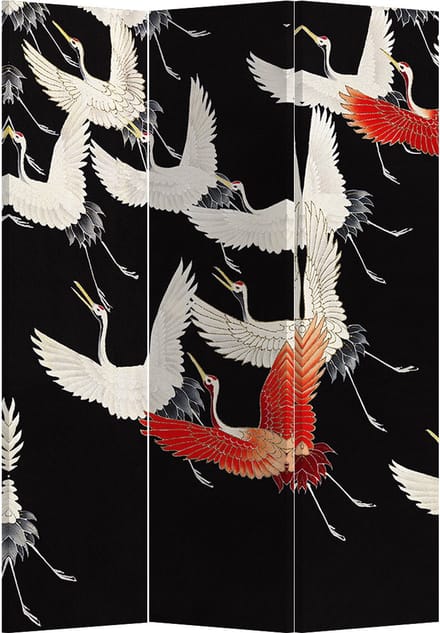 Fine Asianliving Kamerscherm Scheidingswand B120xH180cm 3 Panelen Japanese Cranes