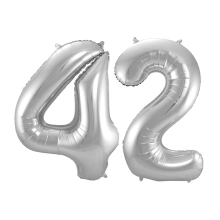 Folieballon 42 jaar - Zilver - 86 cm