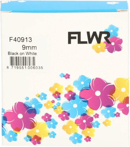 FLWR - Printetiket / 40913 / Zwart op Wit - Geschikt voor Dymo