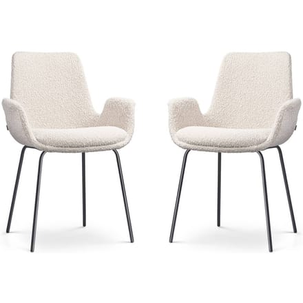 Nolon Nora-Eef Eetkamerstoel bouclé beige - zwart onderstel - set van 2