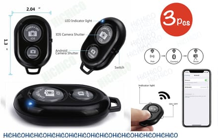 Afstandsbediening voor smartphone camera - Bluetooth remote shutter - Compatibel met Android / iOS / Windows Phone / Tablet – Zwart – 3Pcs