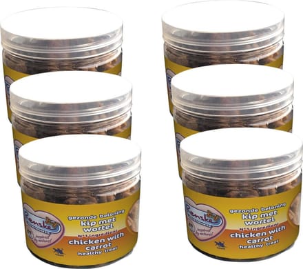 Renske Kat Beloning Hartjes 100 g - Kattensnack - 6 x Kip&Wortel