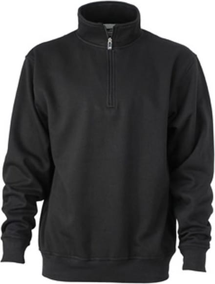 James and Nicholson Uniseks werkkleding Half Ritssweatshirt (Zwart)