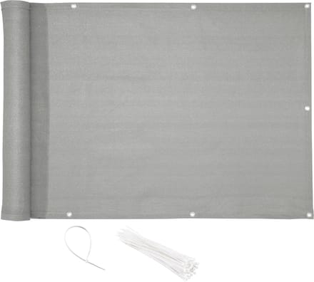Privacyscherm balkon 0,75 x 3 m lichtgrijs - HDPE balkonafdekking met kabelbinders