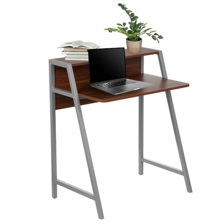Computertafel / bureau DUMONT walnoot / zilver hjh OFFICE